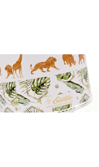 Trusou de botez cu animale gold din jungla si pattern frunze palmier Gold Jungle Tropical 10